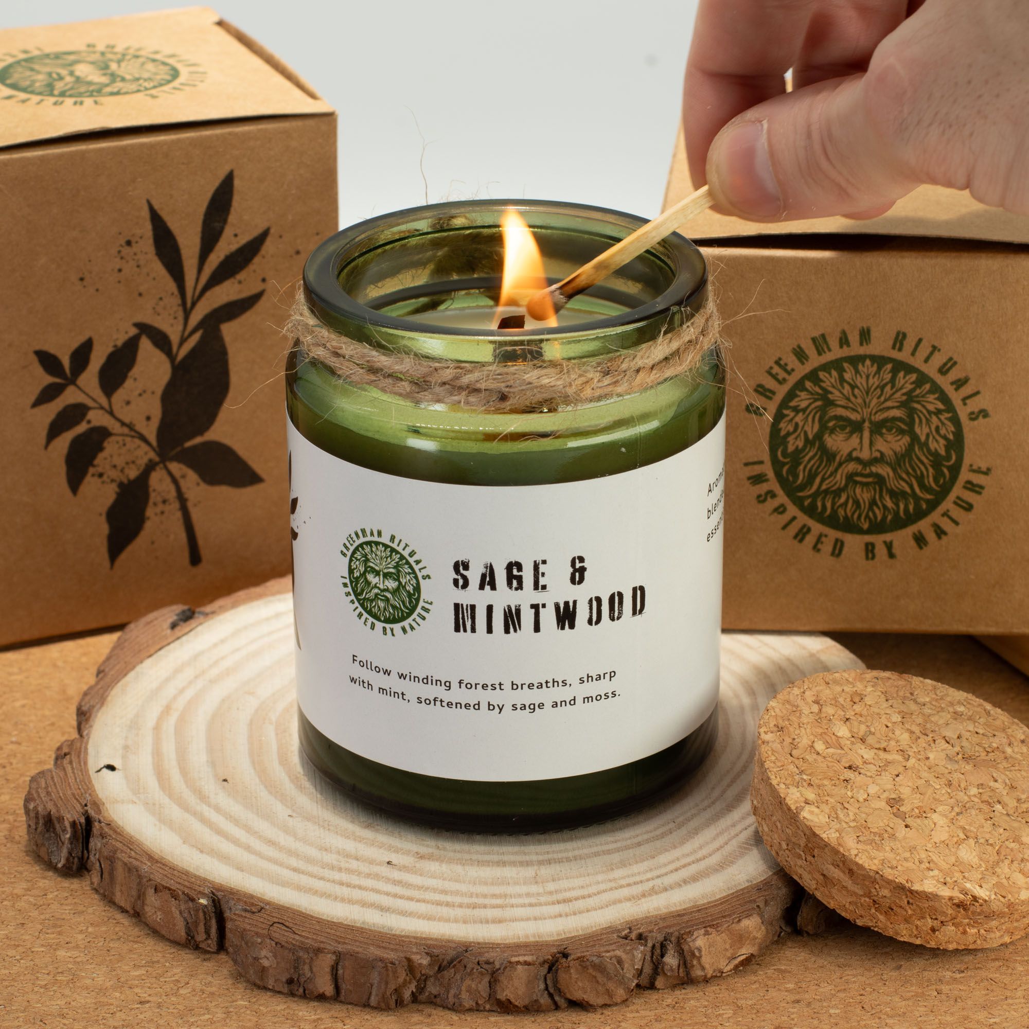 Greenman Woodwick Soy Candle - Wild Lavender
