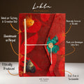 Lokta Bold Floral Notebook – Large (21x15cm) – 45 Leaves – Includes Bookmark – Ruby