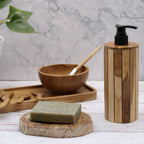 Natural Teakwood Soap Dispenser - Round