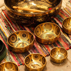 Pure Brass Etched Yogi - Set of 4 - Approx 3.85kg