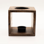 Large Square Mango Wood Oil Burner  - Tree of Life