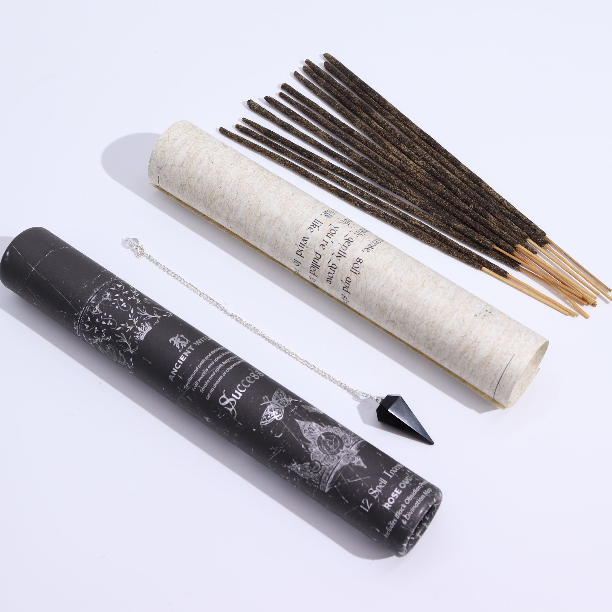 Ancient Witch Spell Incense - Success - Black Obsidian Pendulum